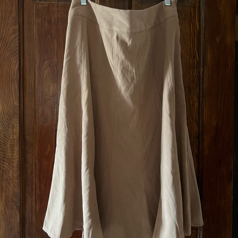 Tan microsuede flair skirt size 14